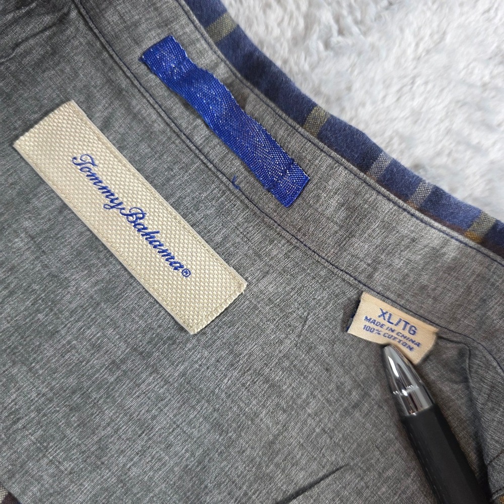 Tommy Bahama Mens XL Blue Yellow Plaid Button Down Shirt Long Sleeve Cotton - Picture 2 of 8